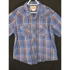 Wrangler American Cowboys Pearl Snap Plaid Western Short Sleeve Shirt XL